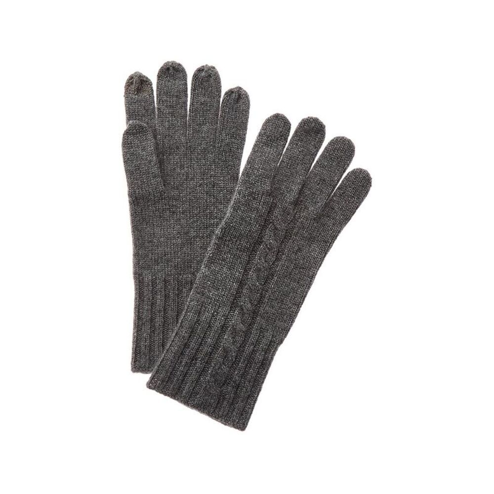 Sofiacashmere Classic Cable Cashmere Gloves, Grey